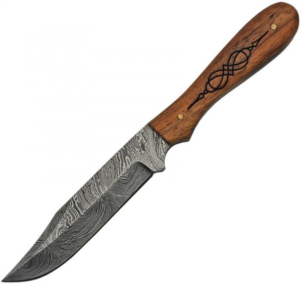 Engraved Scrollwork Damascus Knife picture